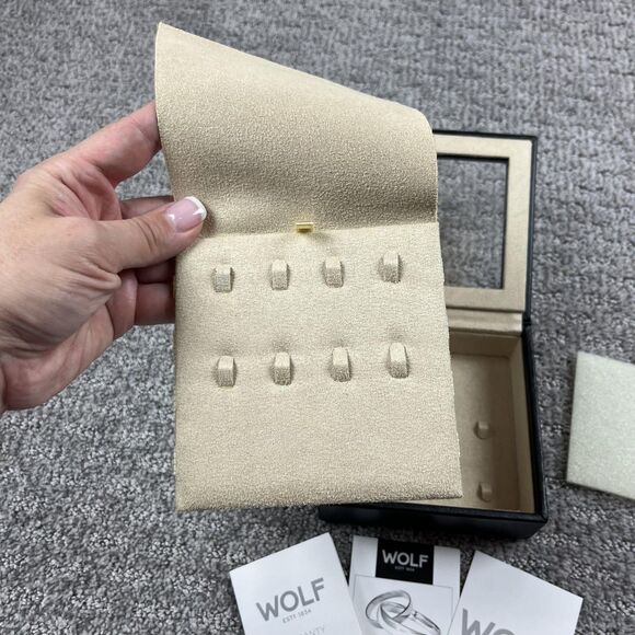 WOLF Jewelry Box Organizer Ring Earring Case LusterLoc Black Travel Case - Picture 5 of 13